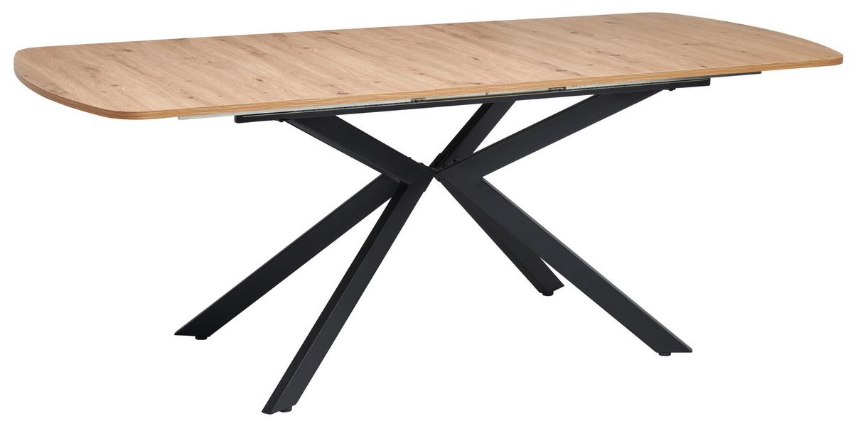 STÓŁ DO JADALNI BENE AZ - czarny/dąb artisan, Konventionell, materiał drewnopochodny/metal (160-200/90/75cm) - MID.YOU