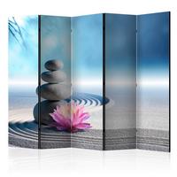 Paravan Zen Garden I, 5-Delni, Akustičen - svetlo modra/svetlo siva, Basics, umetna masa/tekstil (225/172/3cm) - artgeist