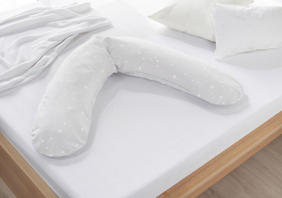 PODUSZKA DO KARMIENIA 560918002 DODO - jasnoszary/biały, Konventionell, tkanina (170/34cm) - Theraline