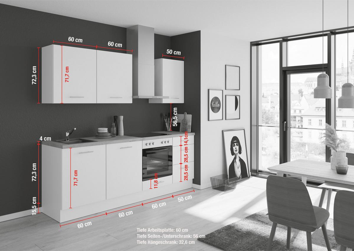 Küchenblock IP1200 m. Geräten Dunkelgrau - Edelstahlfarben/Dunkelgrau, Design, Holzwerkstoff/Metall (230cm) - Impuls