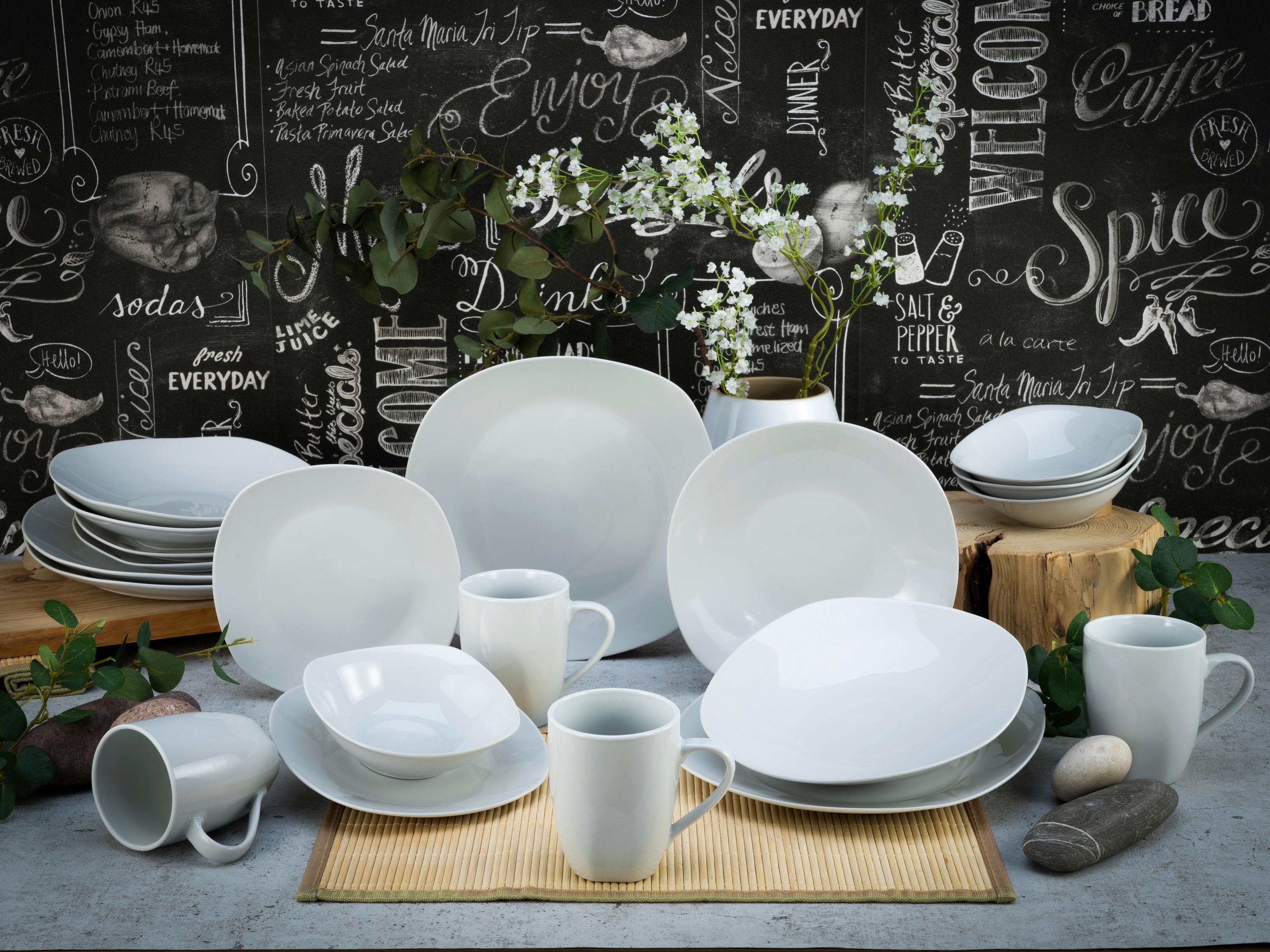 Kombinirani Servis Square, 20-Delni - bela, Basics, keramika - Creatable