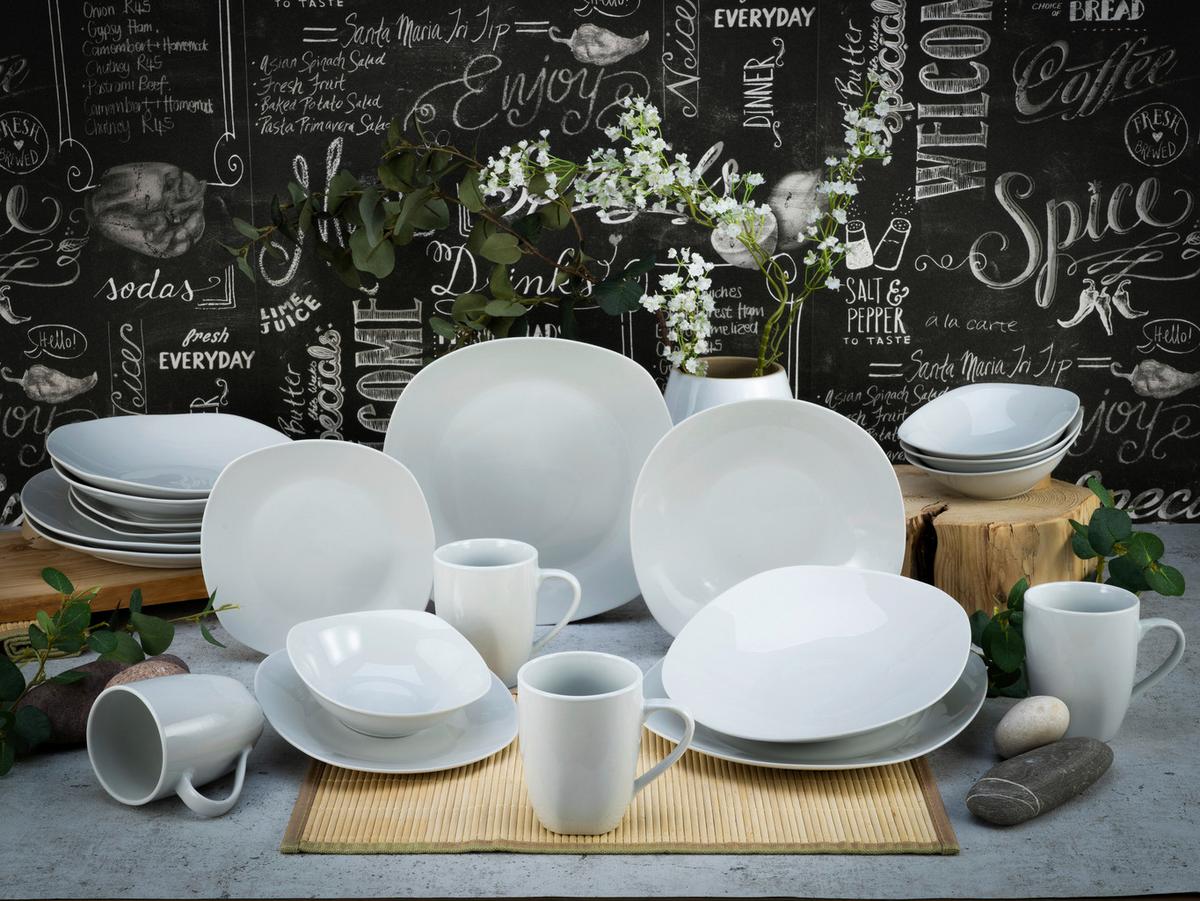 Kombinirani Servis Square, 20-Delni - bela, Basics, keramika - Creatable