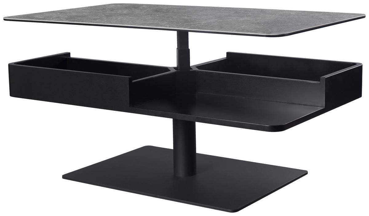 STOLIK KAWOWY MADRID 2 - czarny/szary, Basics, materiał drewnopochodny/metal (110/65/42-57cm) - Dieter Knoll