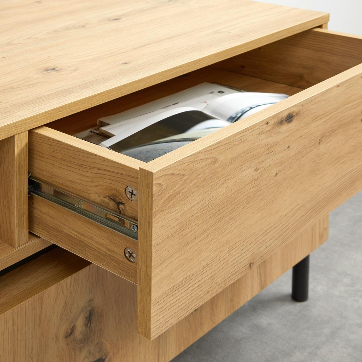 Lowboard Jasmina Schwarz/Eichefarben MDF - Eichefarben/Schwarz, MODERN, Holz/Metall (175/54/41,5cm) - Bessagi Home