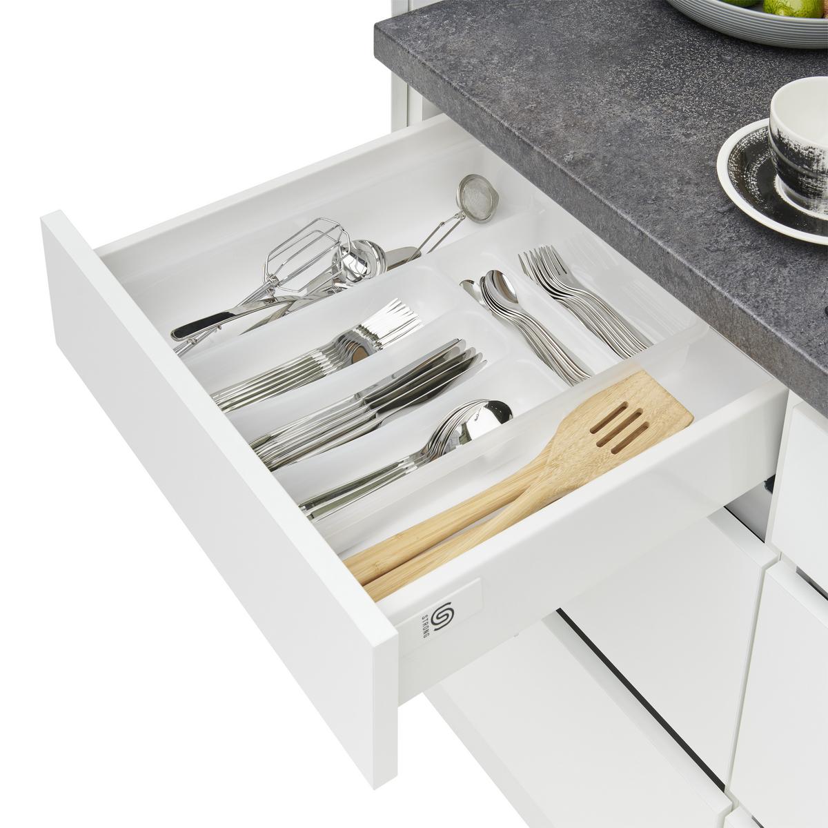 Küchenblock Premium Weiß B: ca. 280 cm - Weiß/Grau, MODERN, Holzwerkstoff (280cm) - Respekta