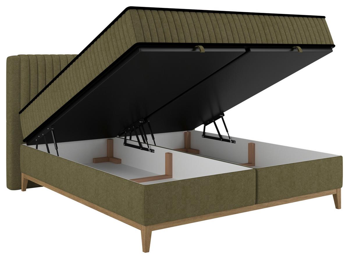 Bett Elena Olivgrün ca. 200x200cm - Olivgrün, KONVENTIONELL, Holz/Holzwerkstoff (200/200cm) - Sembella