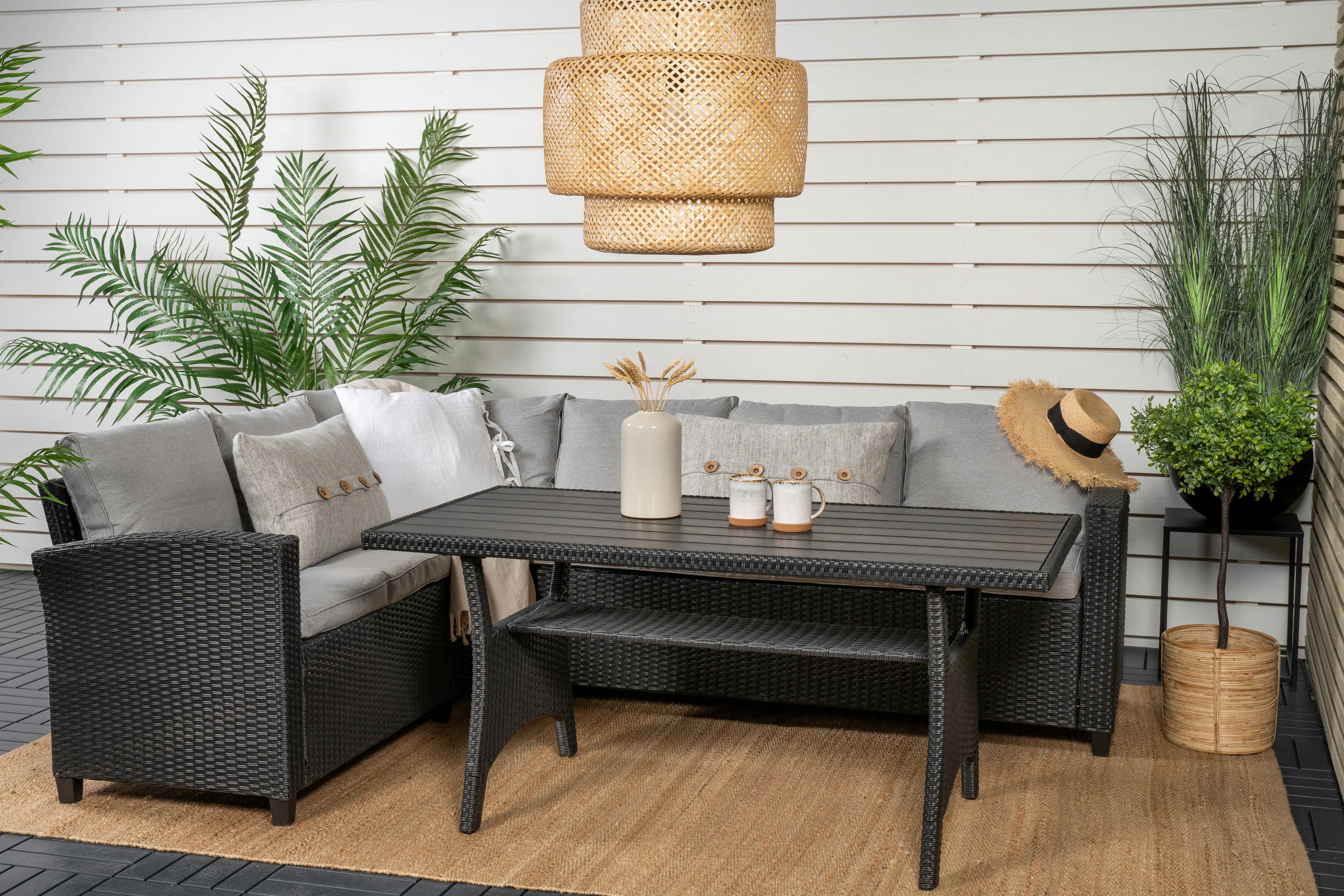 Dining-Loungeset Bentwood ca. 173x227 cm Schwarz - Schwarz, KONVENTIONELL, Kunststoff (173/227cm) - Gardenson