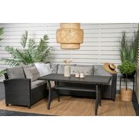 Dining-Loungeset Bentwood ca. 173x227 cm Schwarz - Schwarz, KONVENTIONELL, Kunststoff (173/227cm) - Gardenson