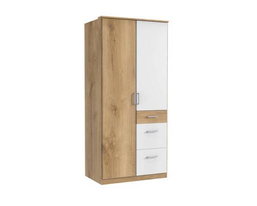 Nyílóajtós Szekrény Click - alumínium színű/tölgyfa, Modern, műanyag/faalapú anyag (91/199/58cm)