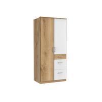 Nyílóajtós Szekrény Click - alumínium színű/tölgyfa, Modern, műanyag/faalapú anyag (91/199/58cm)