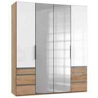 Drehtürenschrank Level 36D ca. 200 cm Eiche Dekor/Weiß - Chromfarben/Weiß Hochglanz, MODERN, Holzwerkstoff/Metall (200/236/58cm) - MID.YOU