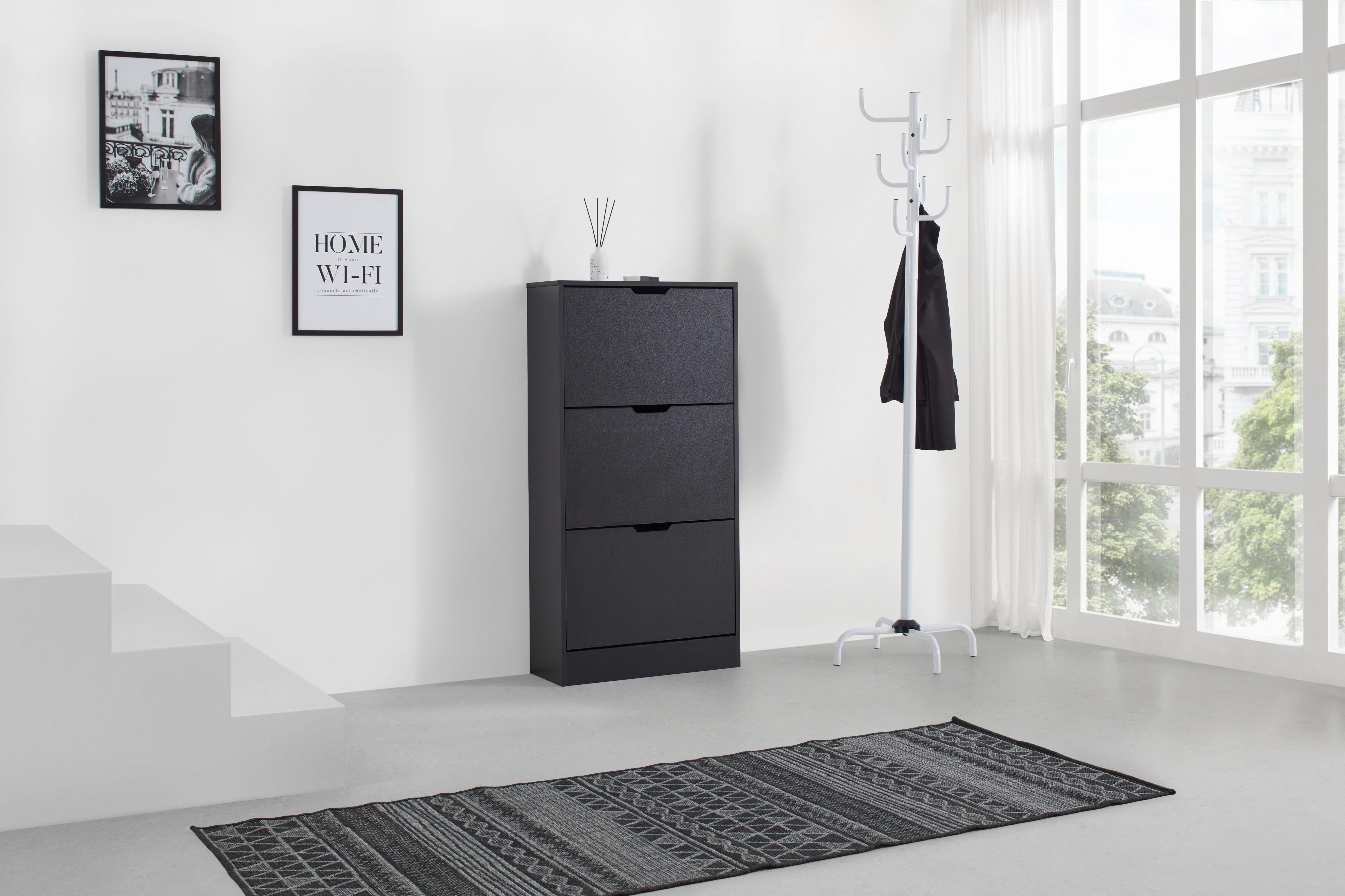 SKOSKÅP RUDI -EXKLUSIV- - svart, Klassisk, trämaterial (60/118/24cm) - Mömax