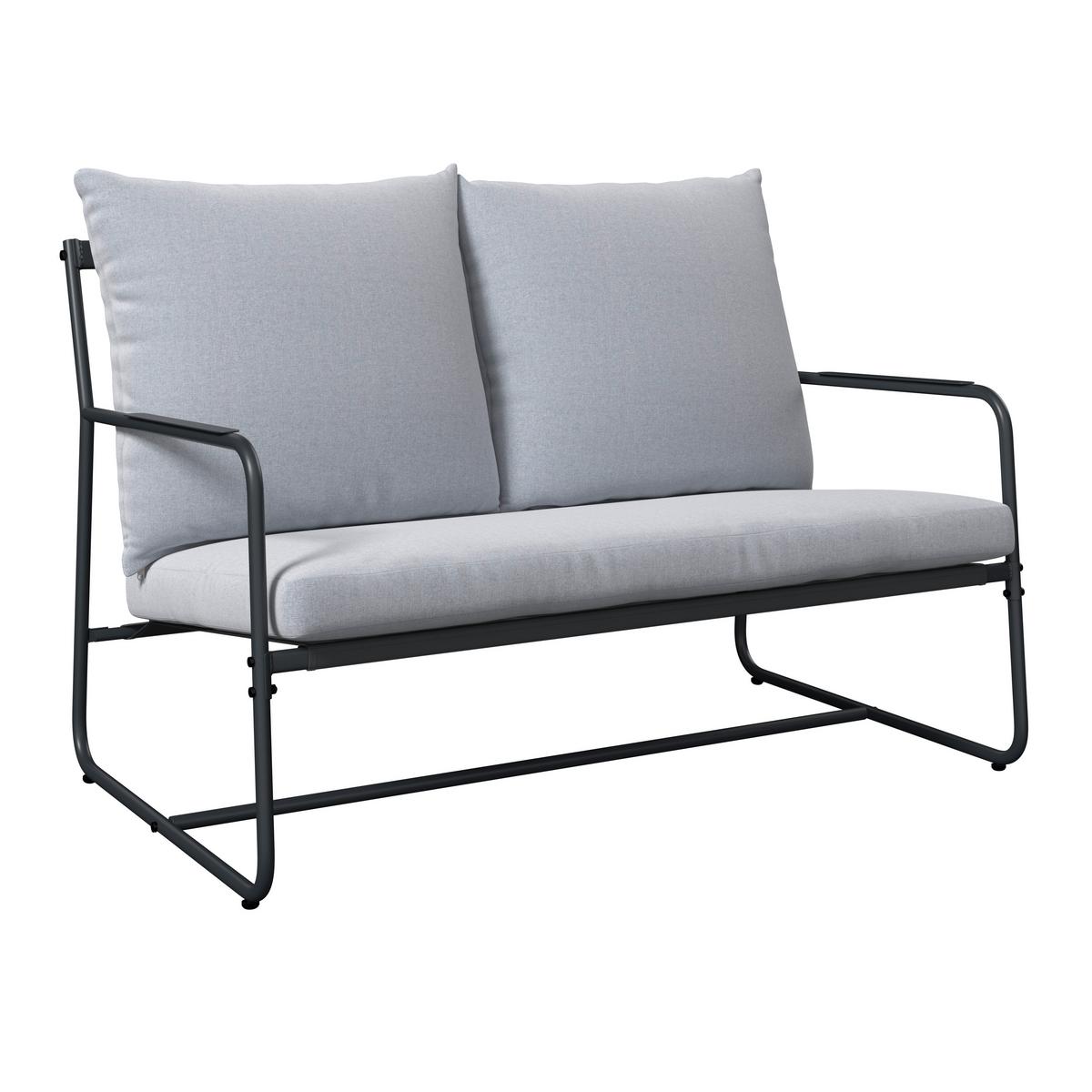 Gartenset Koni Hellgrau/Dunkelgrau, 5-teilig - Dunkelgrau/Hellgrau, Basics, Textil/Metall