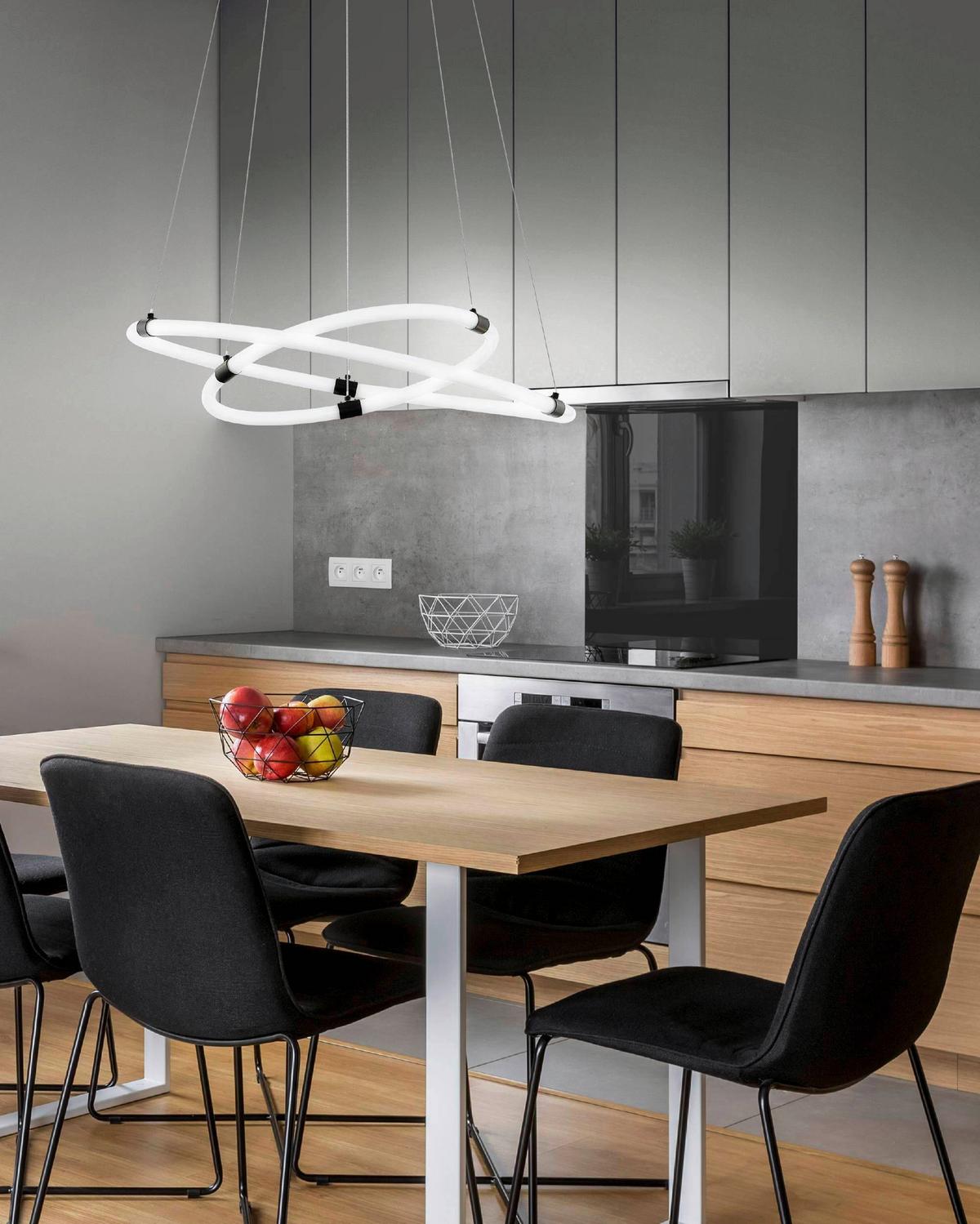 Led-hängeleuchte 39839* Banderillas - Weiss/Schwarz, Design, Kunststoff/Metall (60/120cm) - Eglo