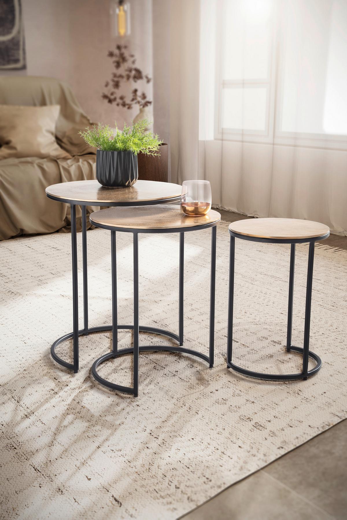 SATZTISCH WL6.761 - Goldfarben/Schwarz, Design, Metall - MID.YOU
