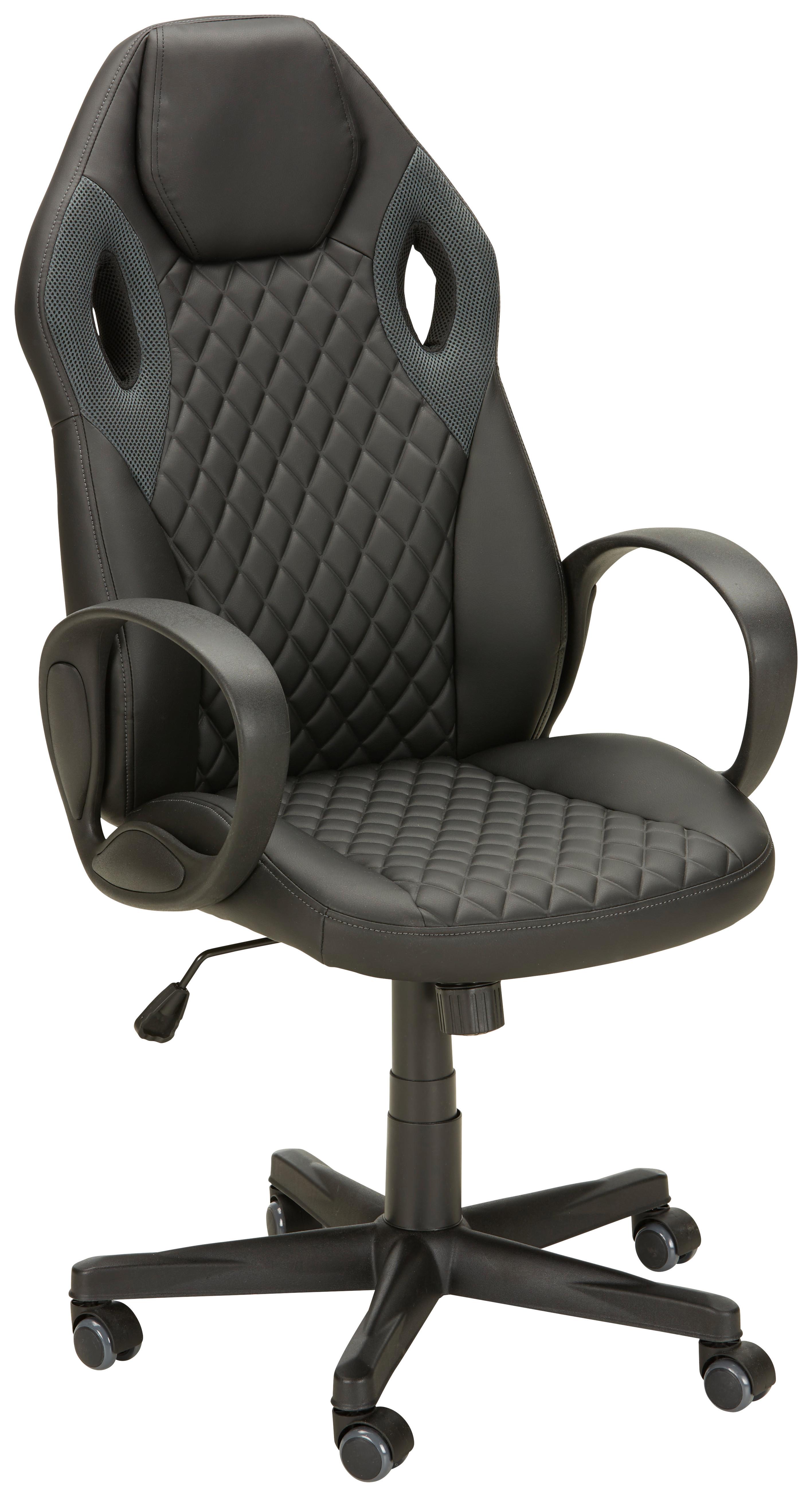 Chefsessel in Grau/Schwarz - Schwarz/Grau, MODERN, Holz/Kunststoff (61/107-117/66cm) - Mömax