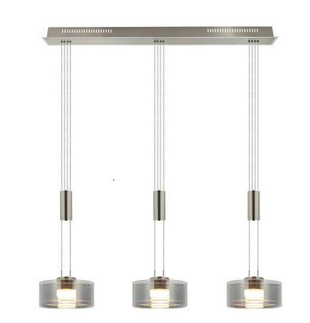 LAMPA WISZĄCA LED 60651 - kolor niklowy/kolor chromowy, Design, metal/szkło (95/20/100-160cm) - Fischer & Honsel