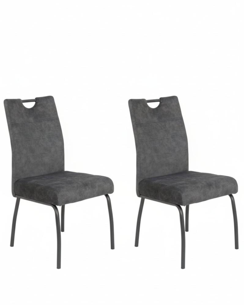 STUHL-SET EVELYN I S 2ER-SET - Anthrazit/Grau, MODERN, Textil/Metall (50/97/62cm) - MID.YOU