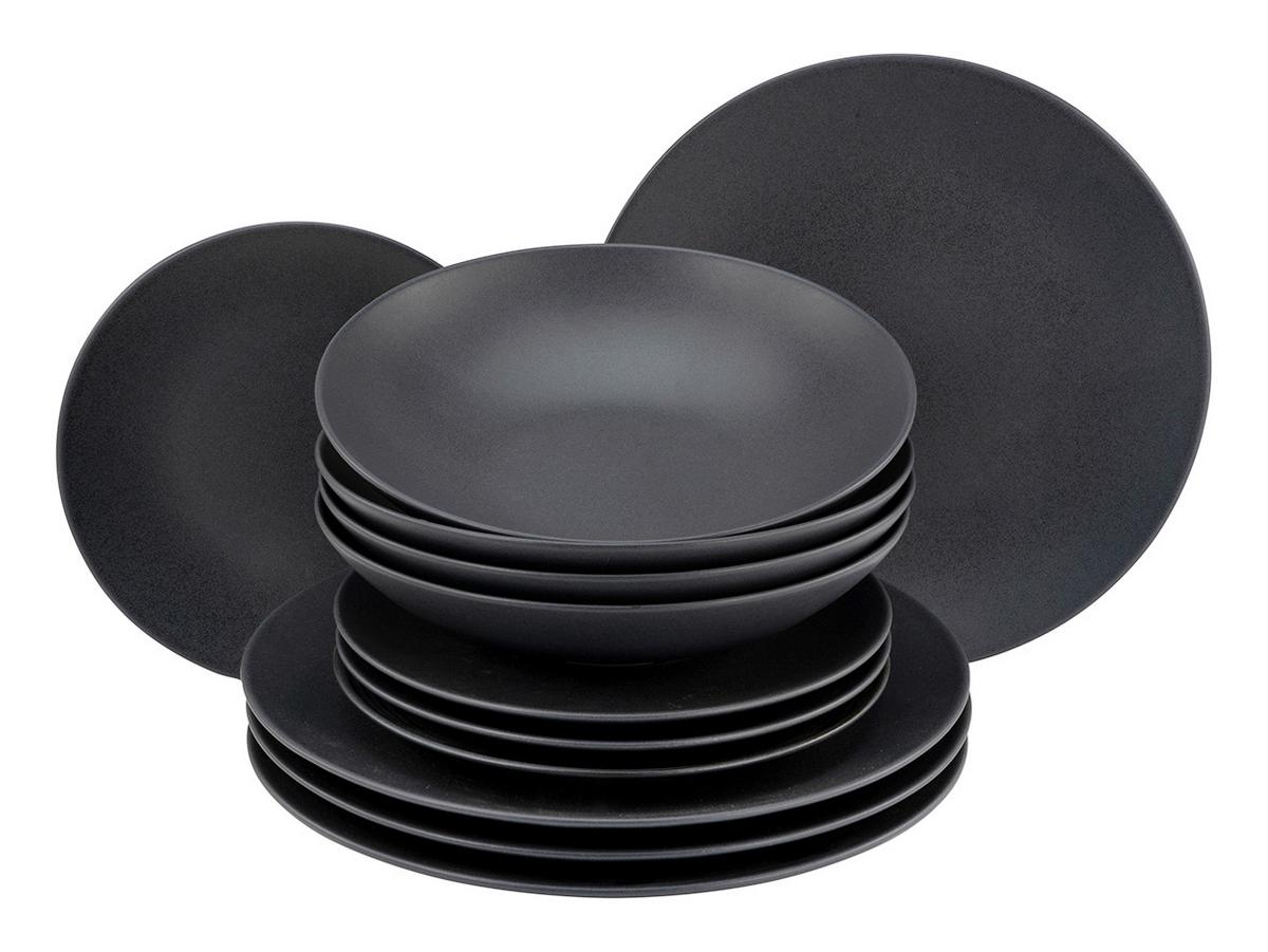 Jedilni Servis Soft Touch Black, 12-Delni - črna, Moderno, keramika - Creatable