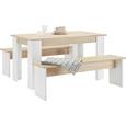 Tischgruppe in Eichefarben inkl. Sitzbank - Eichefarben/Weiß, MODERN, Holzwerkstoff (138,5/45/75/37/80cm) - Based Tischgruppe in Eichefarben inkl. Sitzbank - Eichefarben/Weiß, MODERN, Holzwerkstoff (138,5/45/75/37/80cm) - Based