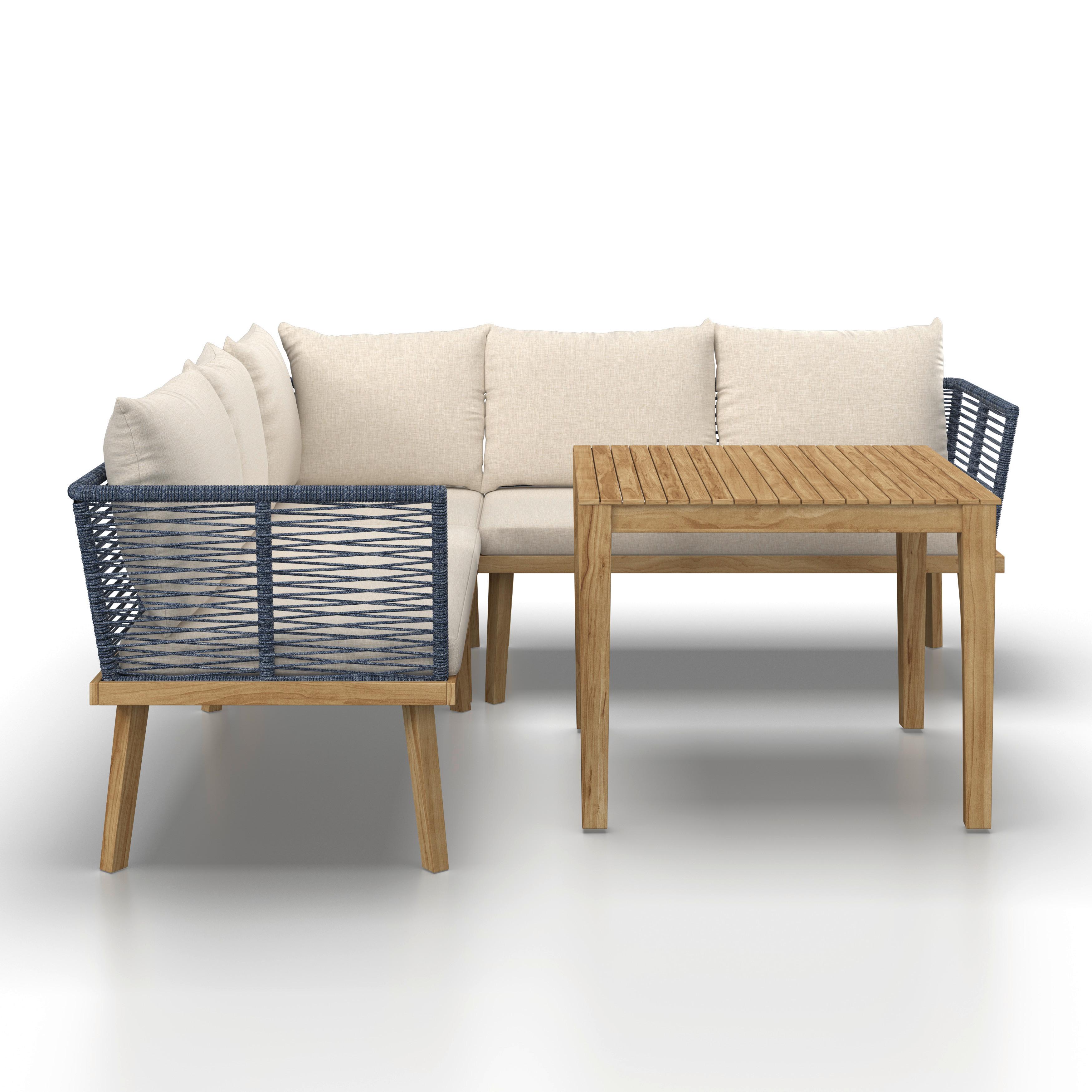 LOUNGESET JULINA - akaciefärgad/cremefärgad, Modern, metall/trä (205/76/72cm) - Bessagi Garden