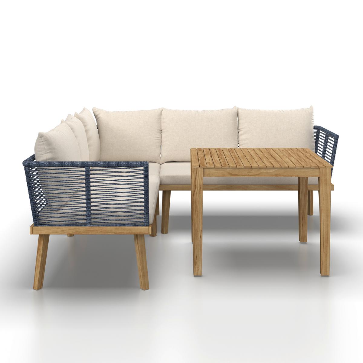 Garnitură grădină Julina - crem/culoare lemn acacia, Modern, lemn/metal (205/76/72cm) - Bessagi Garden