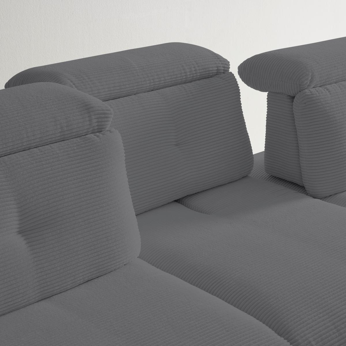 Wohnlandschaft Seattle Grau - Schwarz/Weiß, MODERN, Holzwerkstoff/Textil (196/301cm) - Premium Living