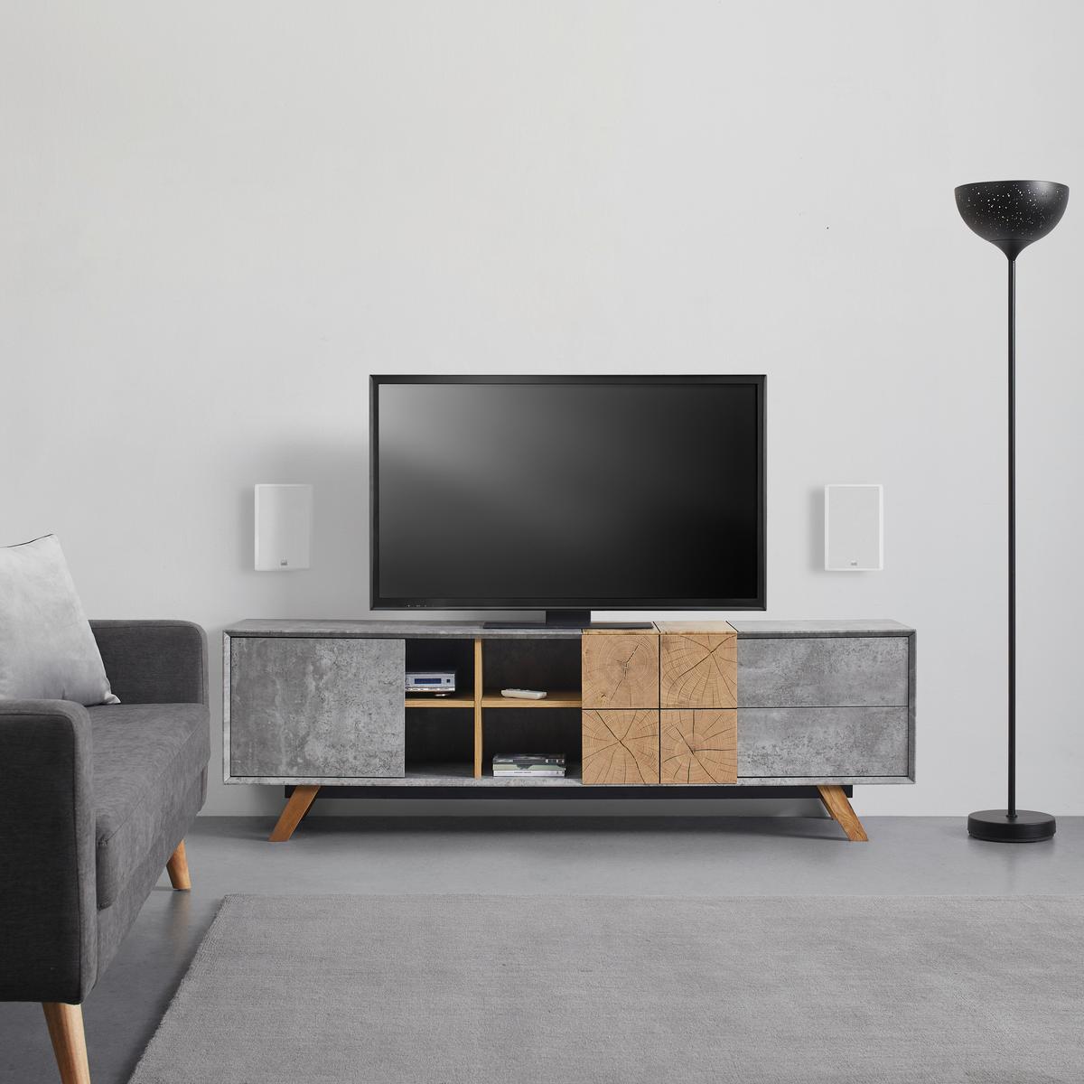 Lowboard Casper Grau/Eichefarben MDF - Eichefarben/Grau, MODERN, Holz (180/55/40cm) - Bessagi Home