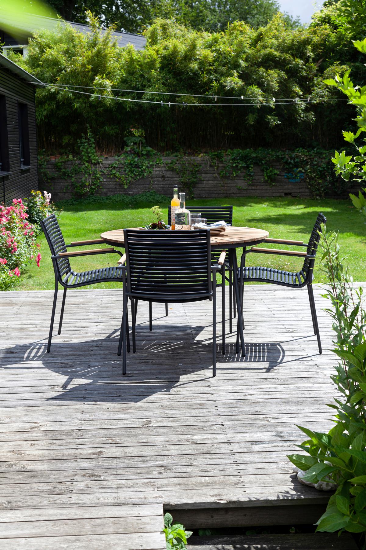 Stapelstuhl Mood Classic Anthrazit/Teakholz - Anthrazit/Schwarz, KONVENTIONELL, Holz/Kunststoff (60/84/56cm) - Gardenson