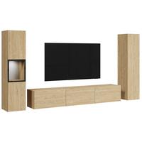 Dnevni Regal Berlin Iii, Barva Hrasta, Osvetlitev, 3-Delni - siva/barve hrasta, Design, steklo/leseni material (240/130/31cm) - P & B