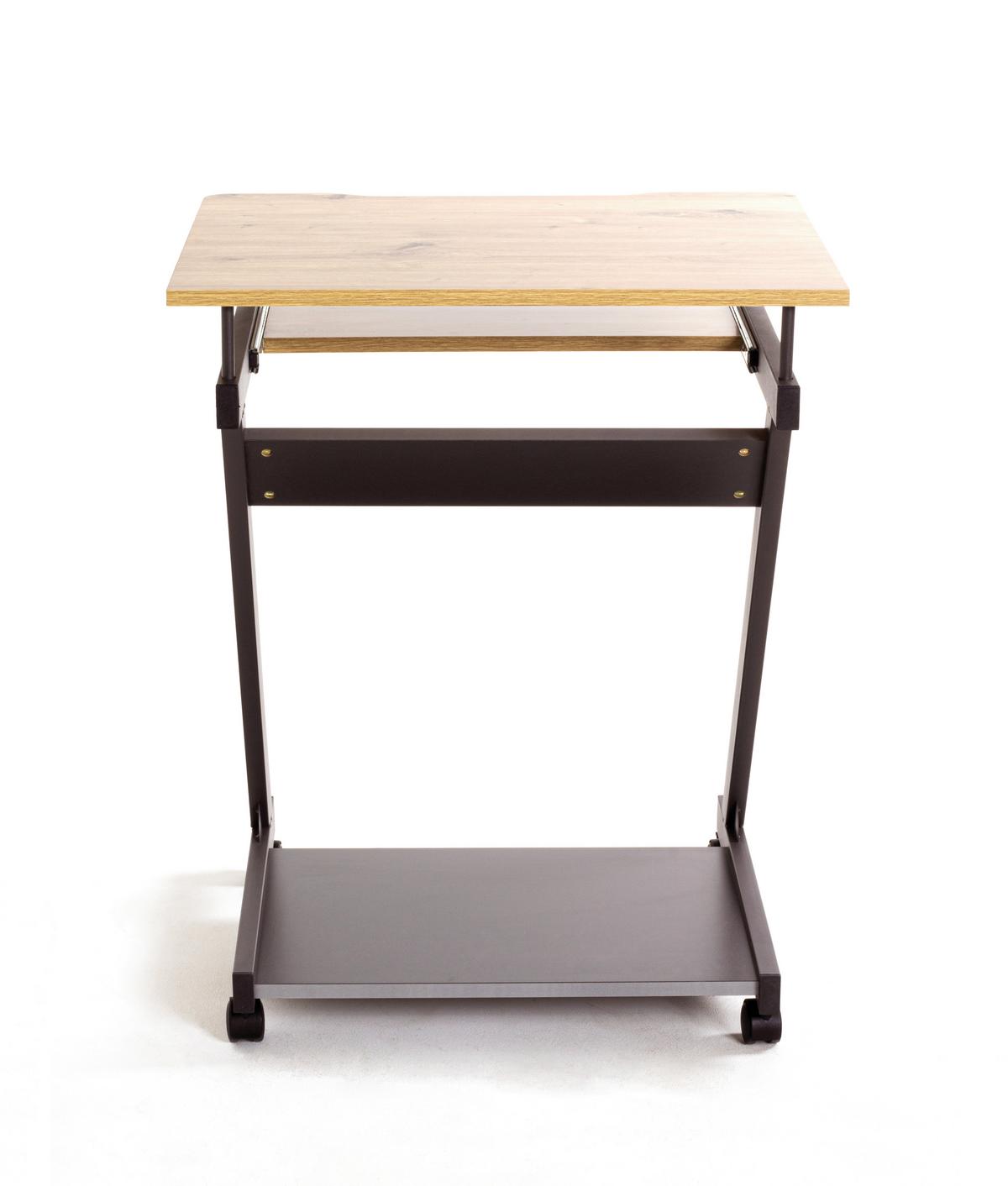 BIURKO KOMPUTEROWE ROLLER - kolor dębowy/antracytowy, Basics, materiał drewnopochodny/metal (60/49/76cm)