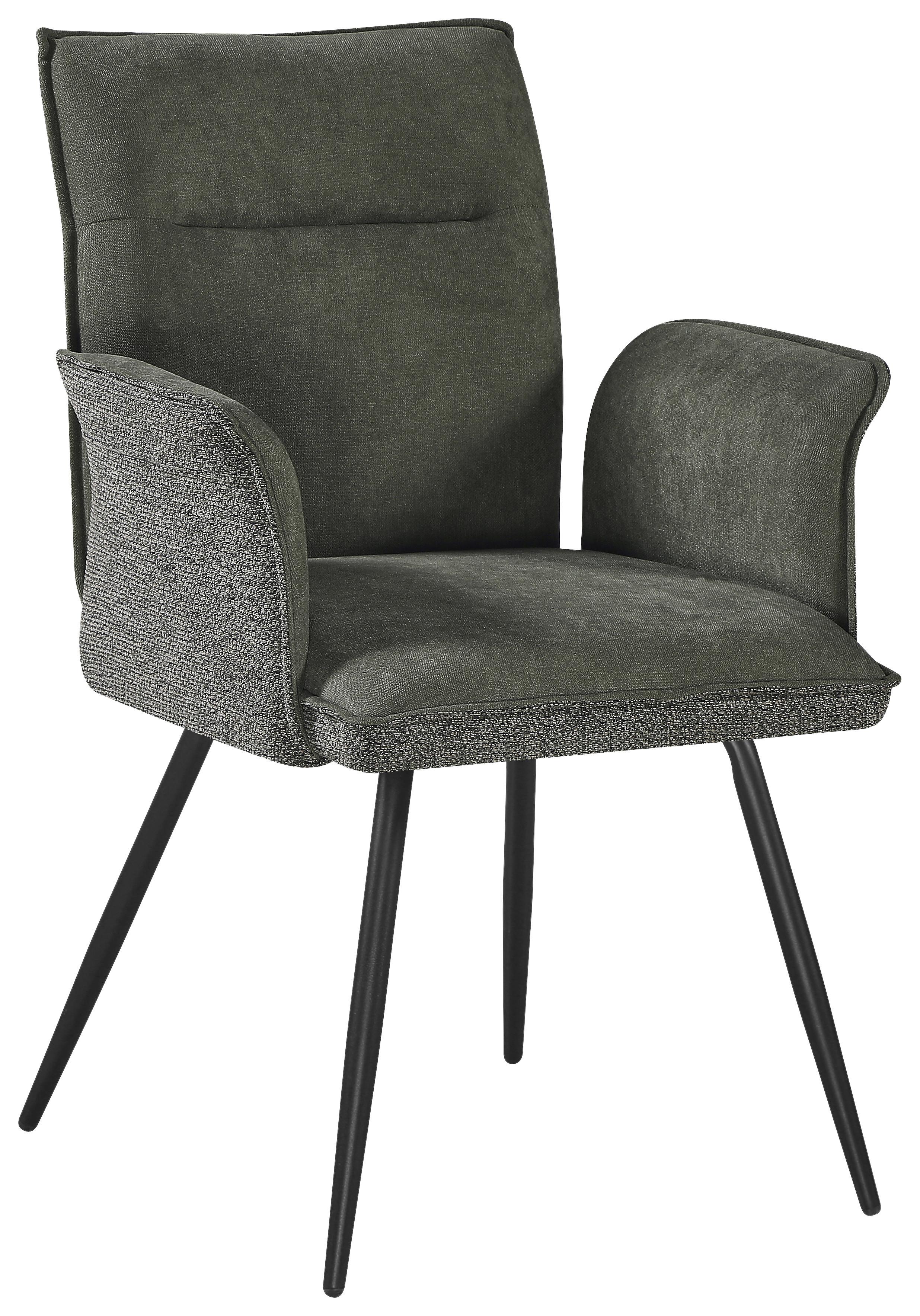 STOL MED ARMSTÖD NOVA - grön/svart, Modern, metall/textil (63/88/63cm) - Mömax