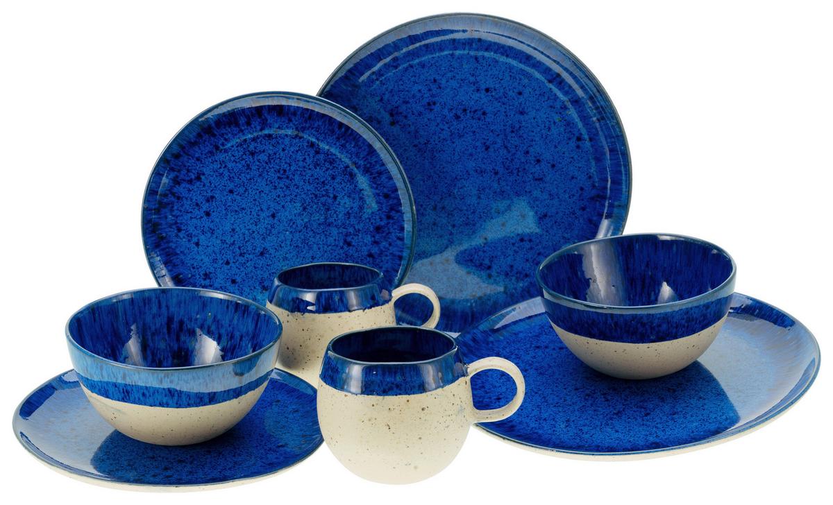Kombiservice Deep Blue in Blau, 8-teilig - Blau/Beige, Trend, Keramik (29,5/31/34cm) - Creatable