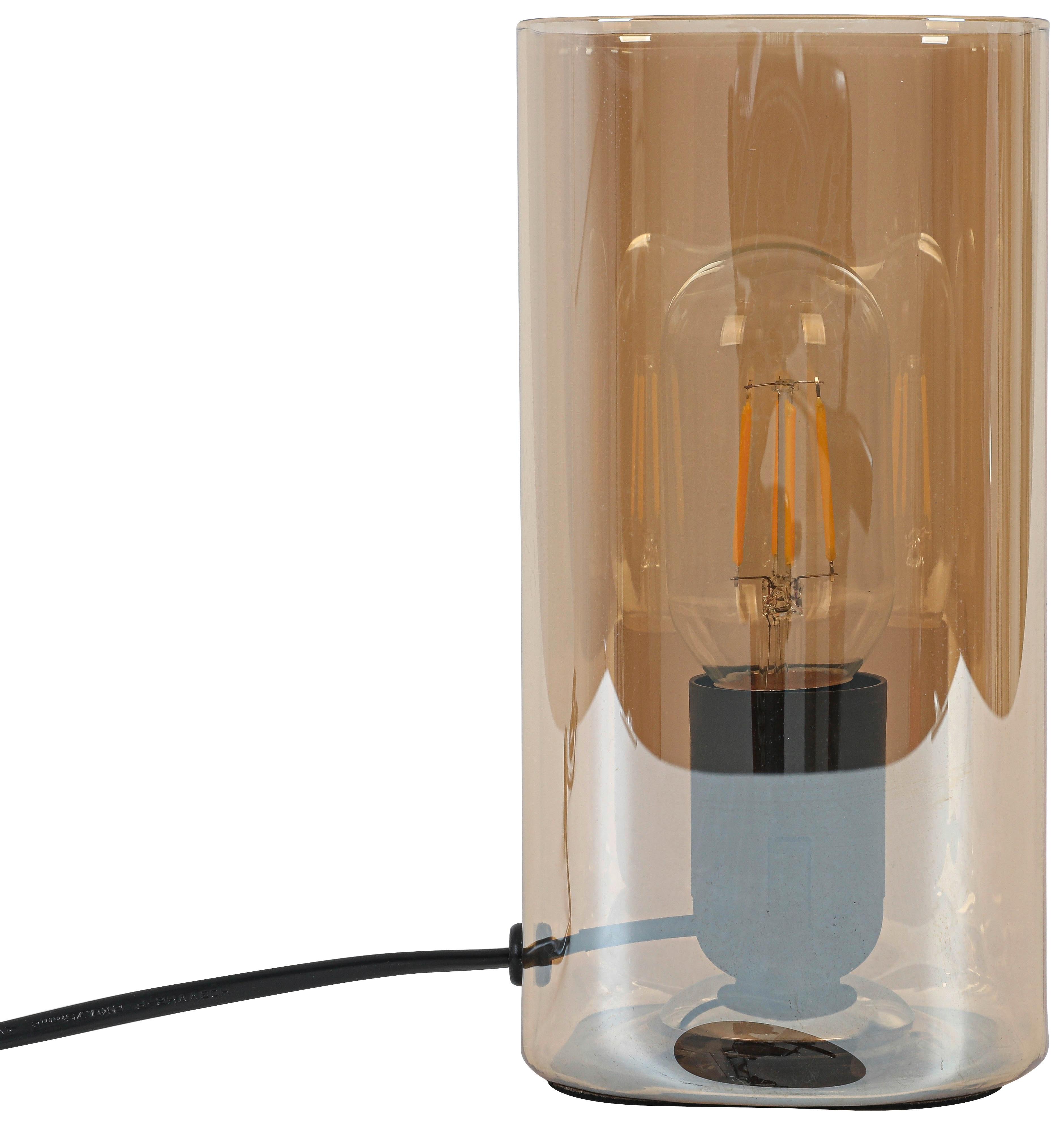 BORDSLAMPA AMBER - bärnstensfärgad/svart, Modern, glas/plast (10/10/20cm) - Mömax