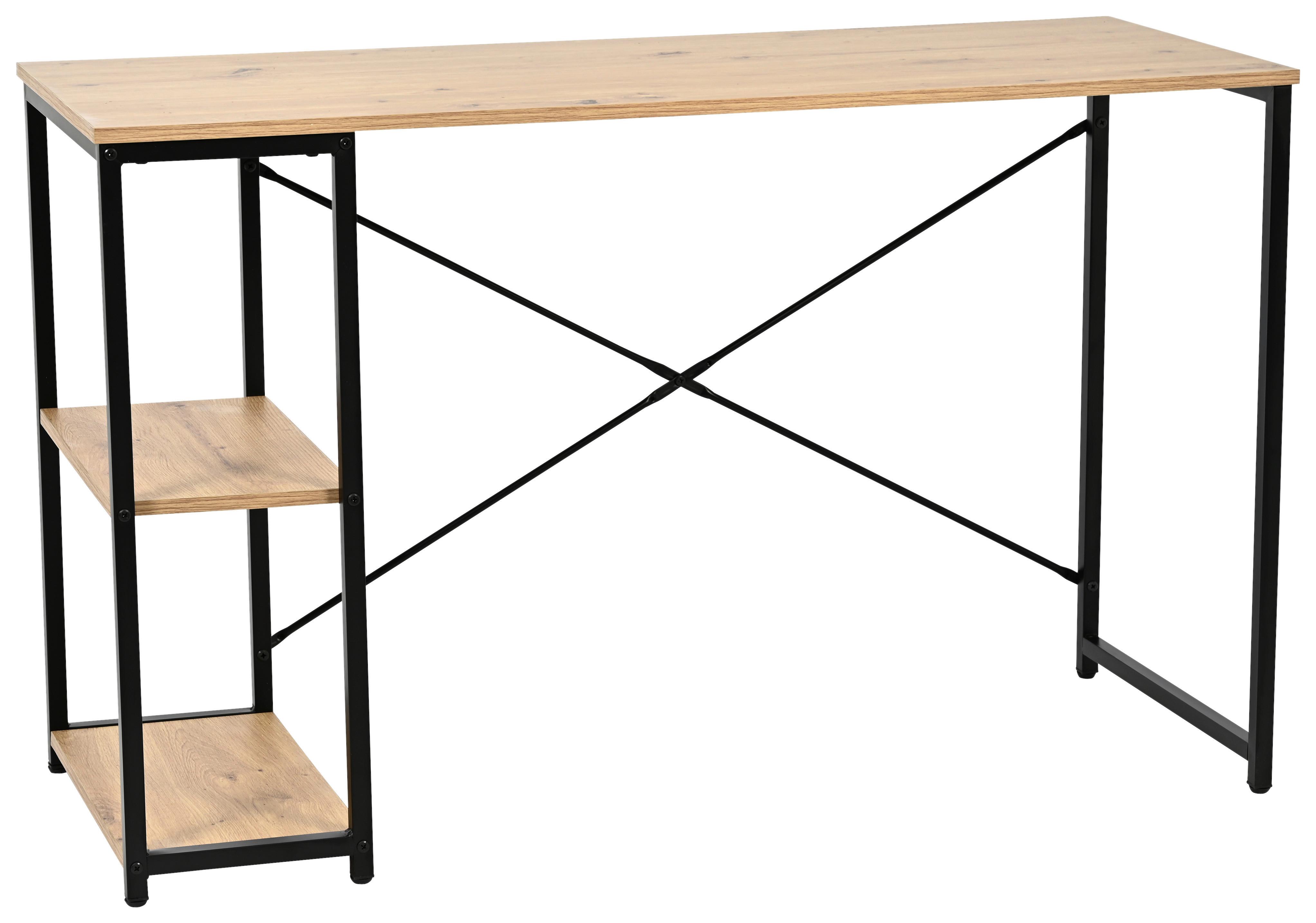 Radni Stol Robert - hrast Artisan/crna, Moderno, drvni materijal/metal (120/75/46cm) - Modern Living