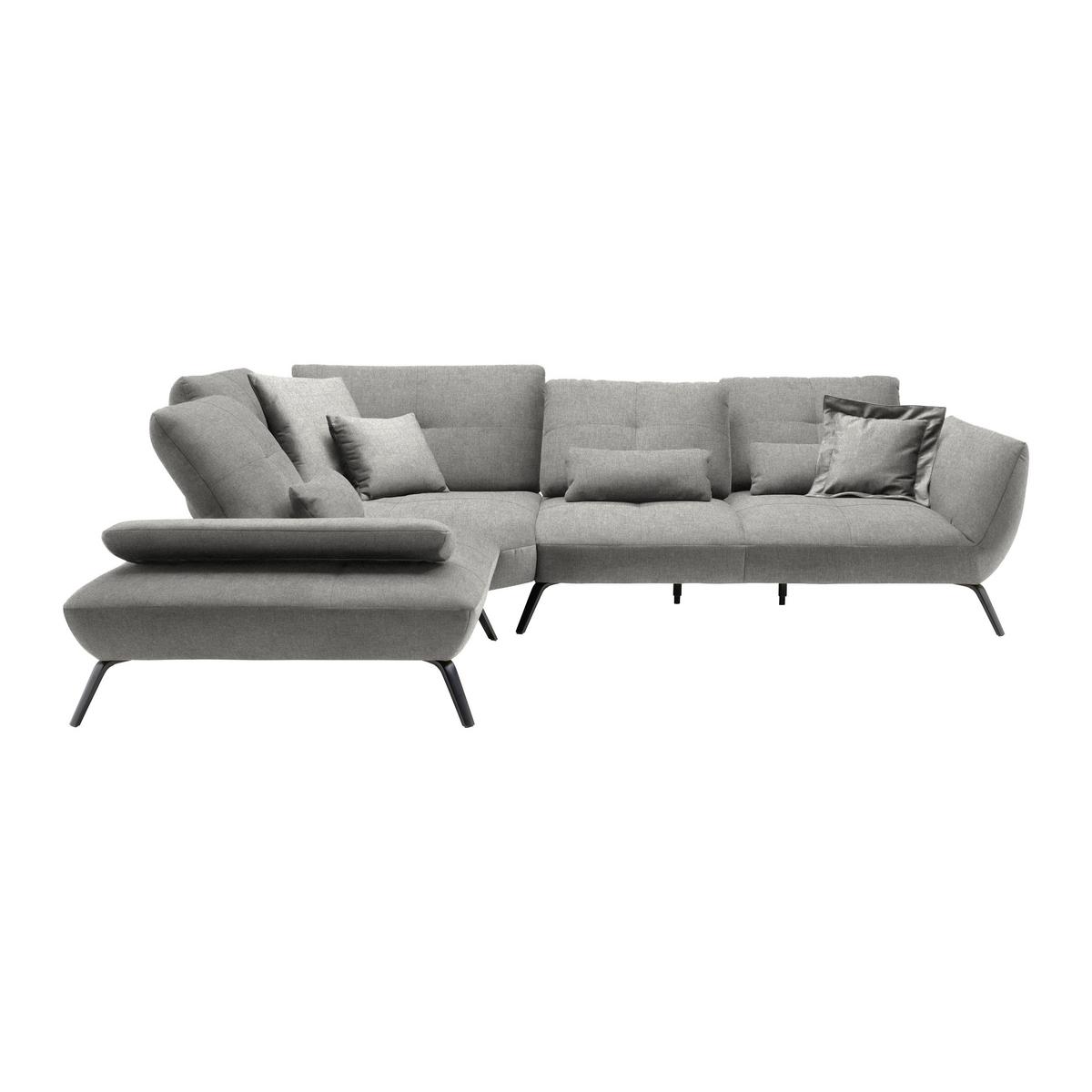 Wohnlandschaft Trendy Grau - Schwarz/Grau, MODERN, Holzwerkstoff/Textil (250/93/310cm) - Premium Living