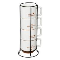 Set de cești cu suport Hallo cca. 300 ml - Basics (12,8/29,5cm)