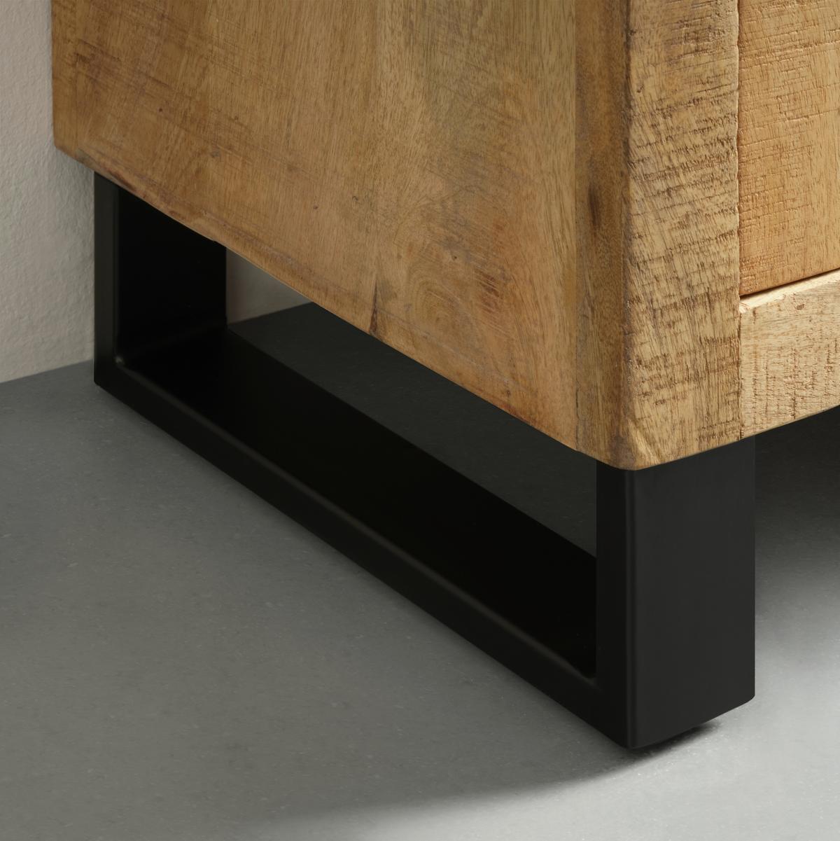Vitrine Everest in Naturfarben/Schwarz - Schwarz/Naturfarben, Natur, Glas/Holz (60/180/40cm) - Zandiara