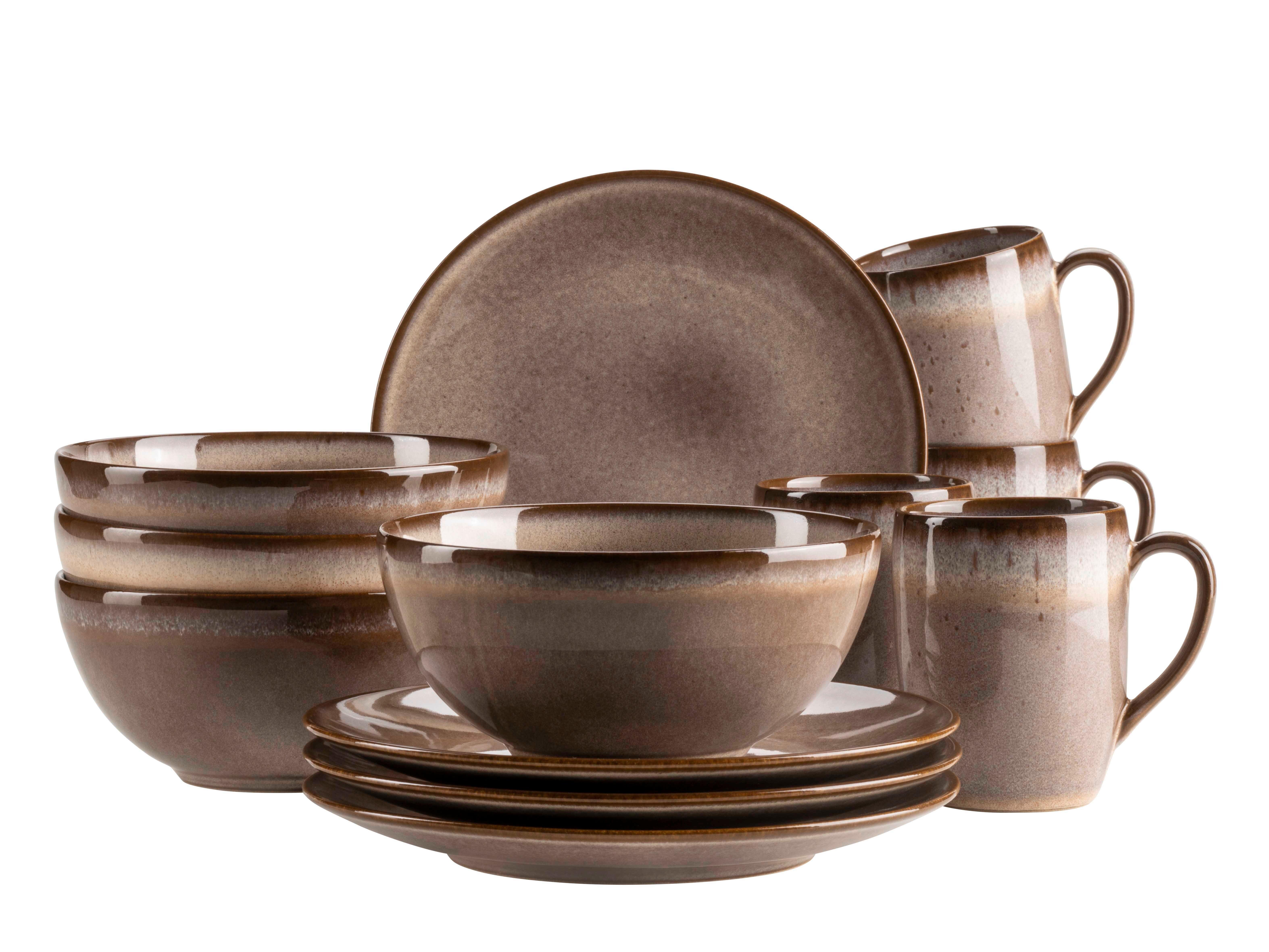 FRÜHSTÜCKSSERVICE 935602 FRÜHSTÜCKSSERVICE SMOKY - marron, Basics, céramique - Mäser