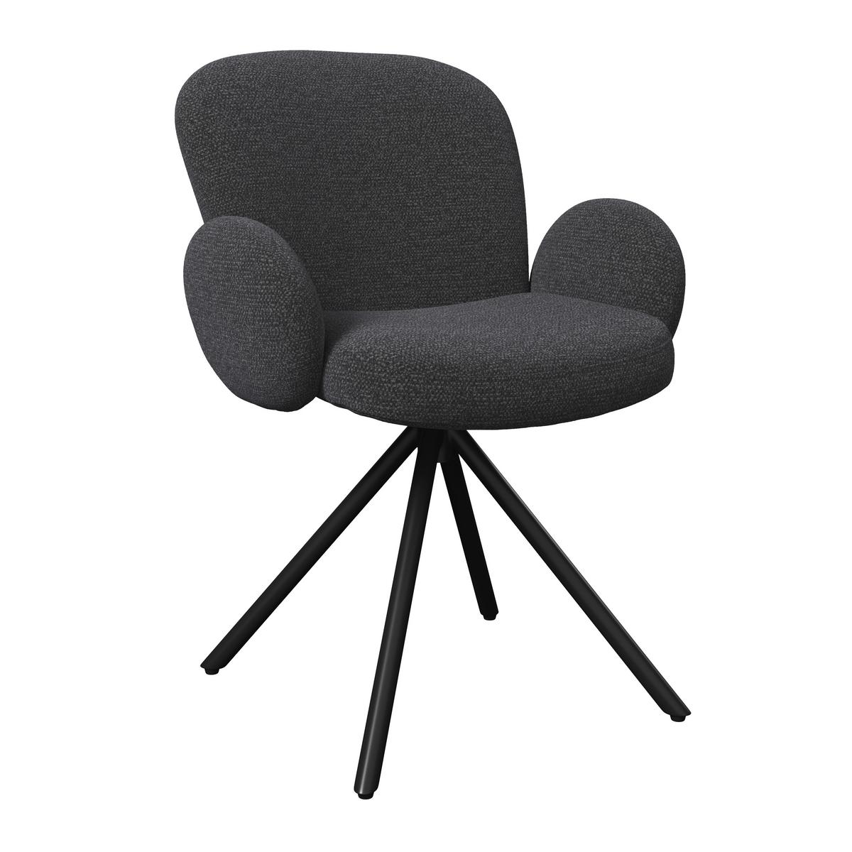 Armlehnstuhl Josea Dunkelgrau Chenille Drehbar Gepolstert - Dunkelgrau/Schwarz, MODERN, Holz/Textil (64/85/63cm) - Bessagi Home