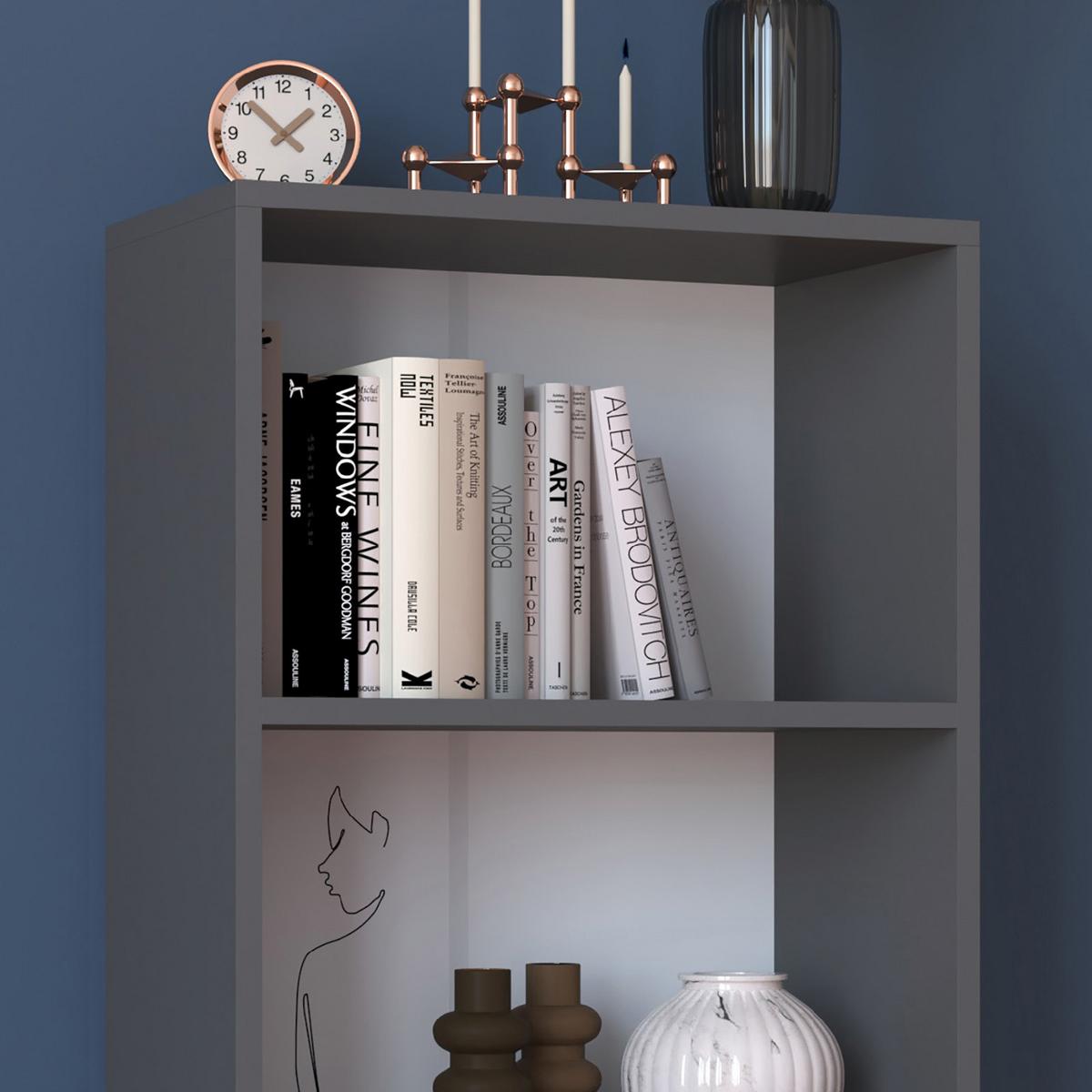 Regal Dilos, Siva - antracit, Moderno, leseni material (56/114/30cm) - MID.YOU