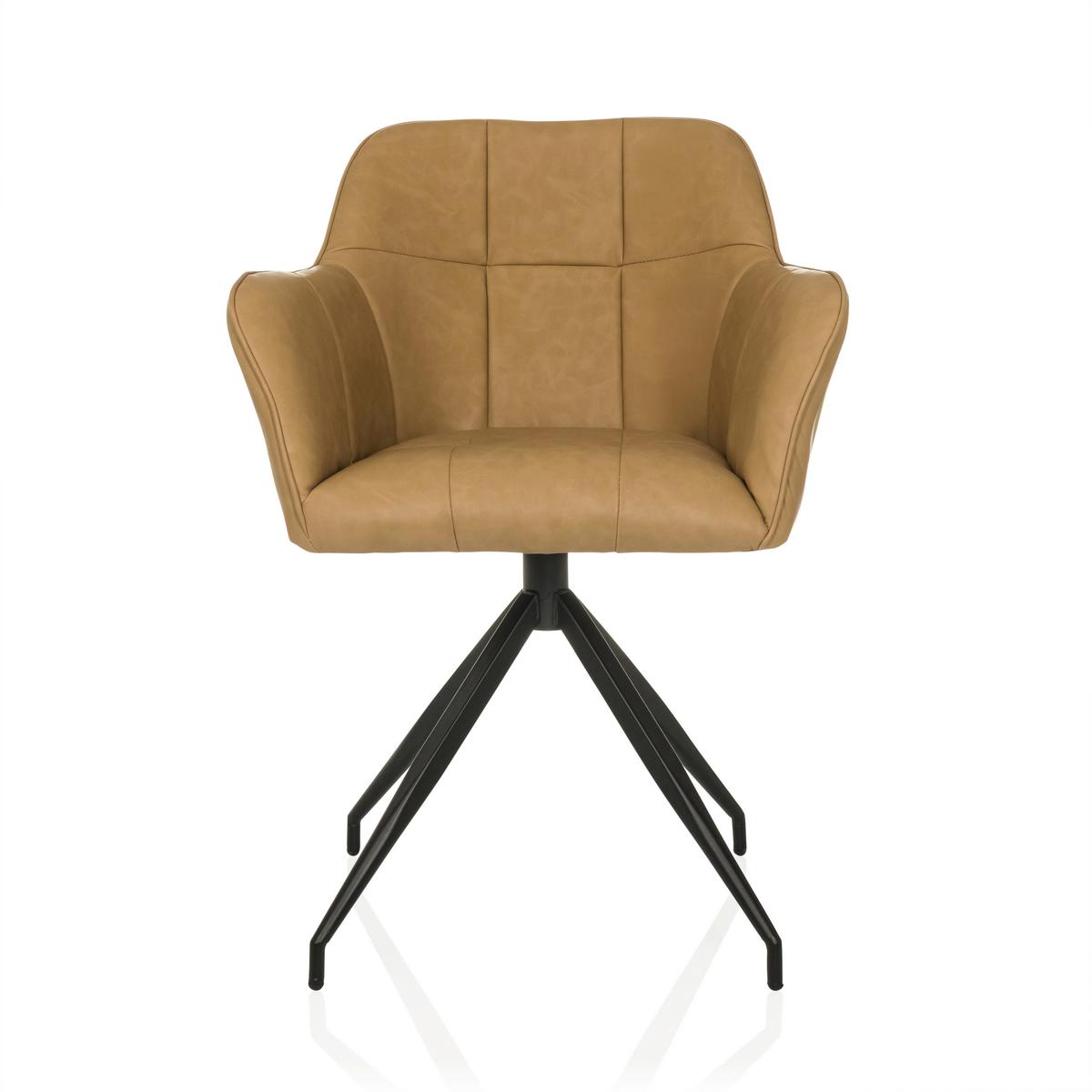 Naslanjač Elverum Spu, Barva Konjaka - črna/barve konjaka, Moderno, kovina/usnje (61/90/56cm) - MID.YOU