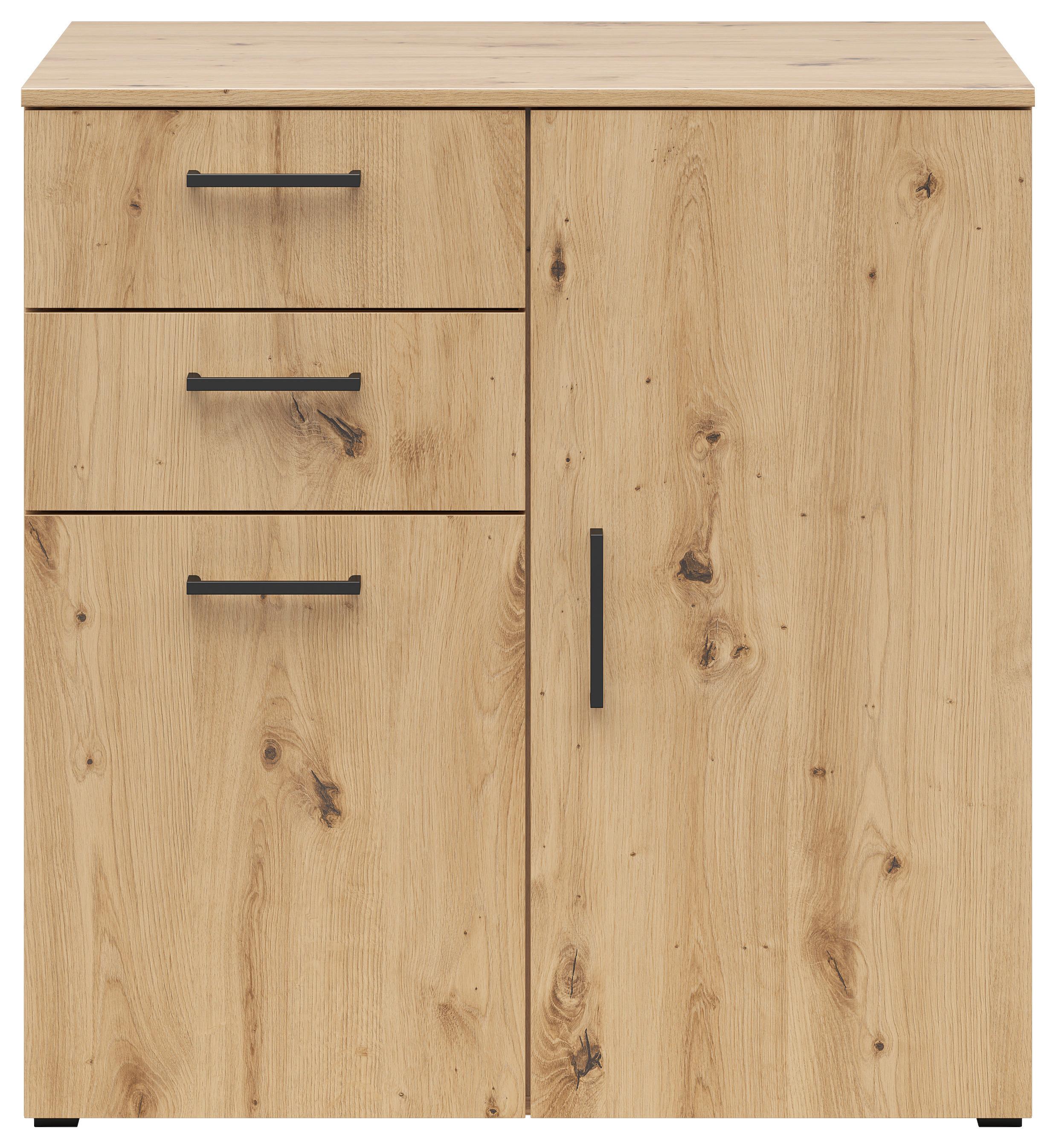 Kommode Multistauraum Eiche Artisan - Anthrazit/Schwarz, Modern, Holzwerkstoff/Kunststoff (80/83/52cm) - Premium Living