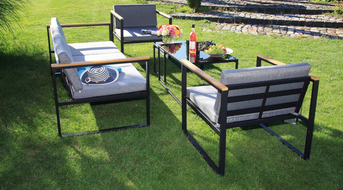 Loungegarnitur Space 5-tlg. Anthrazit - Anthrazit, Basics, Textil/Metall - Acamp