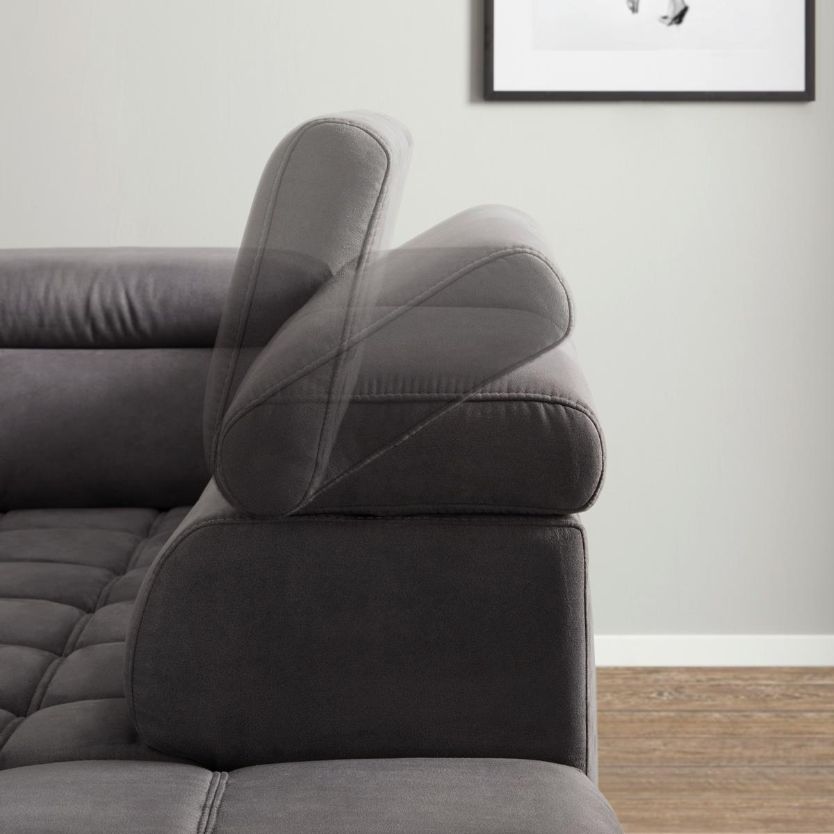 Ecksofa in Grau - Schwarz/Grau, Modern, Holz/Holzwerkstoff (283/100/206cm) - Premium Living