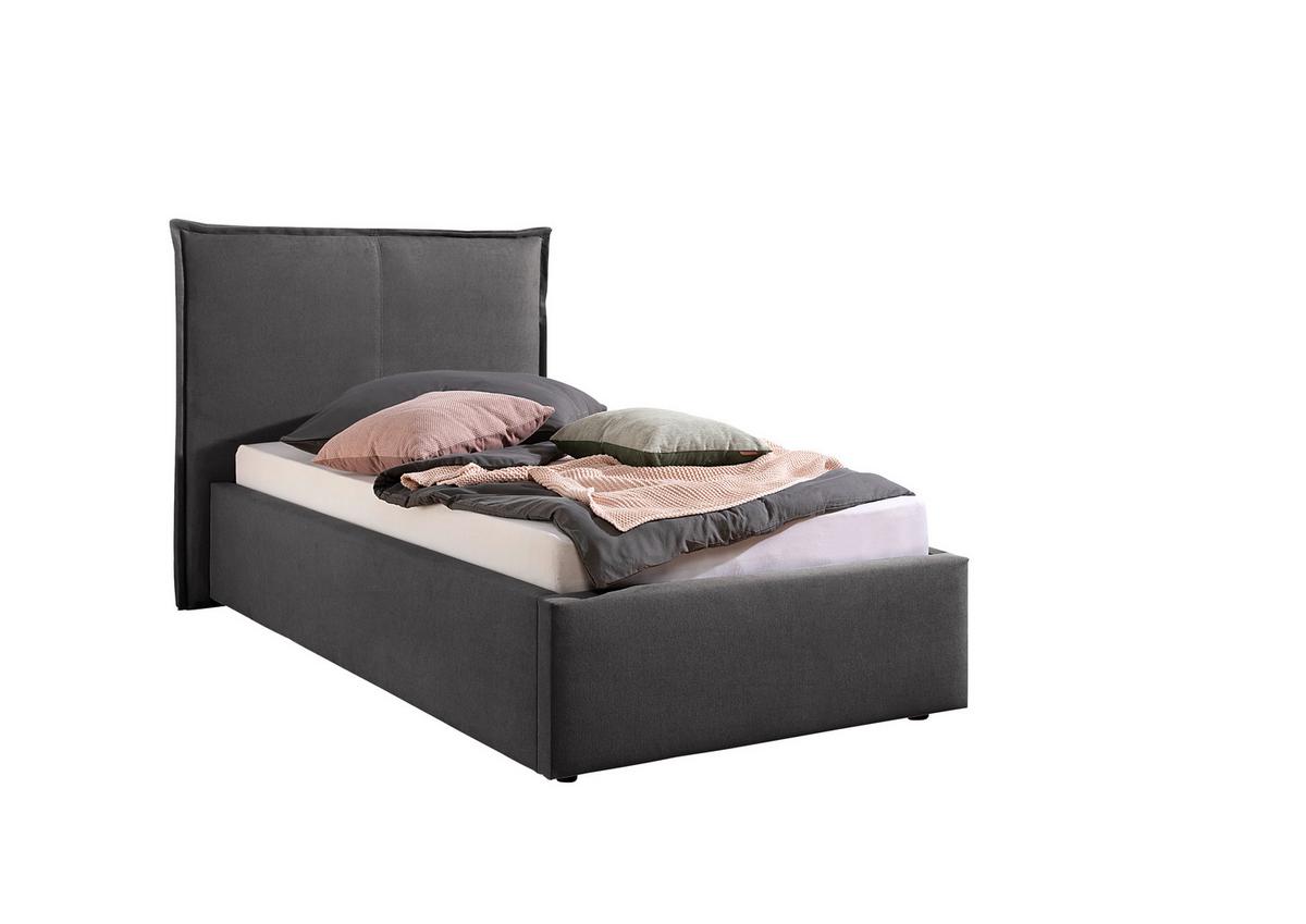 Polsterbett Stacey Anthrazit ca. 100x200 cm - Anthrazit/Schwarz, MODERN, Kunststoff/Textil (100/200cm) - Livetastic