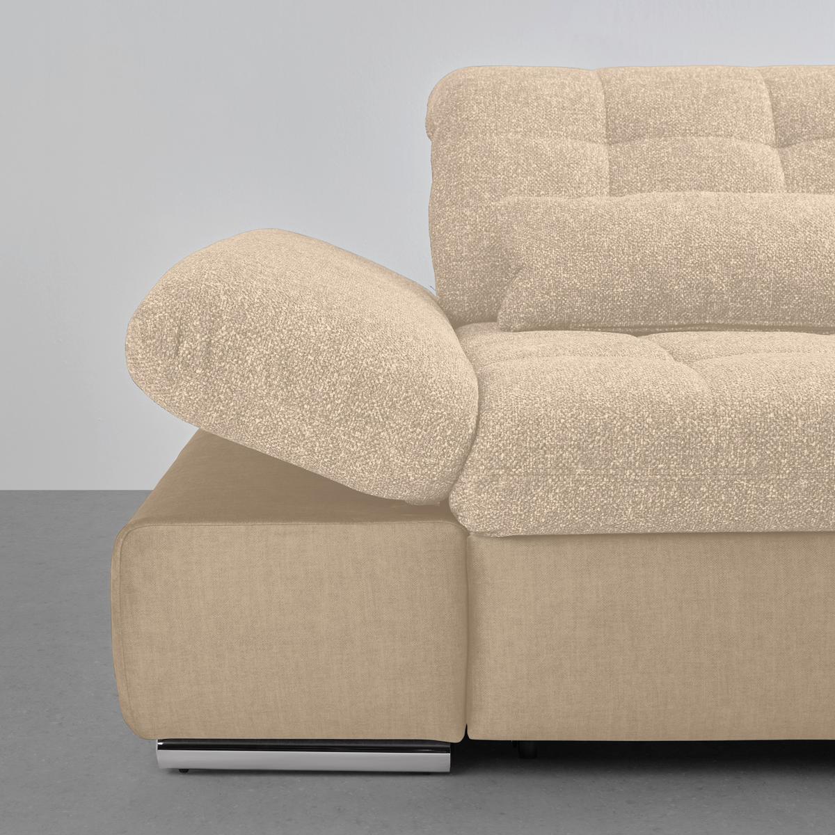 Wohnlandschaft Sanfino Beige - Chromfarben/Beige, KONVENTIONELL, Holz/Textil (305/79-96/199cm) - Premium Living