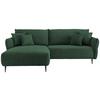 Ecksofa Vanilla Dunkelgrün Cord - Dunkelgrün/Schwarz, Design, Textil/Metall (178/264-302cm) - Livetastic