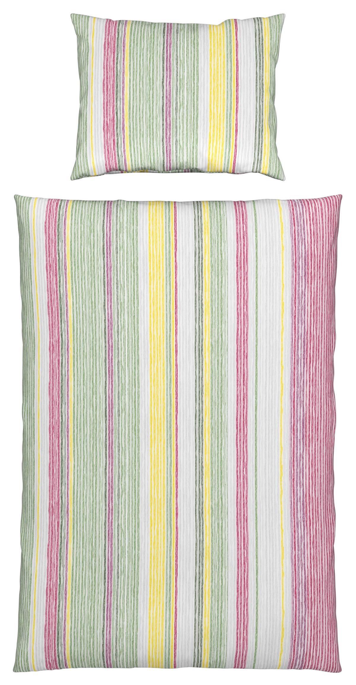Bettwäsche Sara in Bunt ca. 160x210cm - Pink/Grün, Konventionell, Textil (160/210cm) - Modern Living