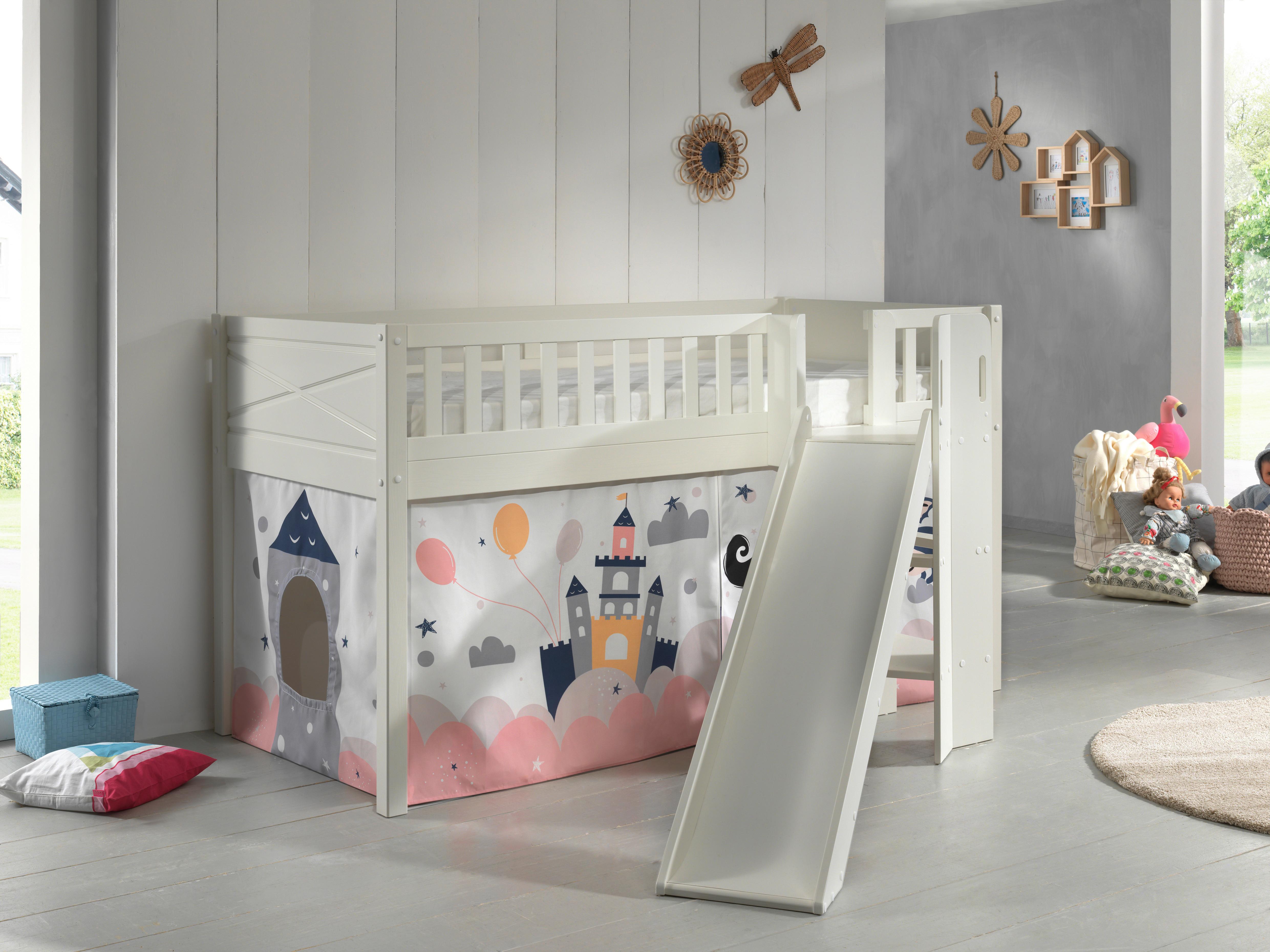 Spielbett Scott Princess ca. 90x200 cm Kiefer Weiß - Weiß/Nickelfarben, ROMANTIK / LANDHAUS, Holz (90/200cm) - Vipack